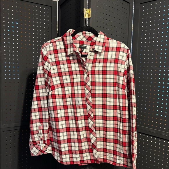 Talbots Red and Cream Checkered Blouse - Picture 1 of 8